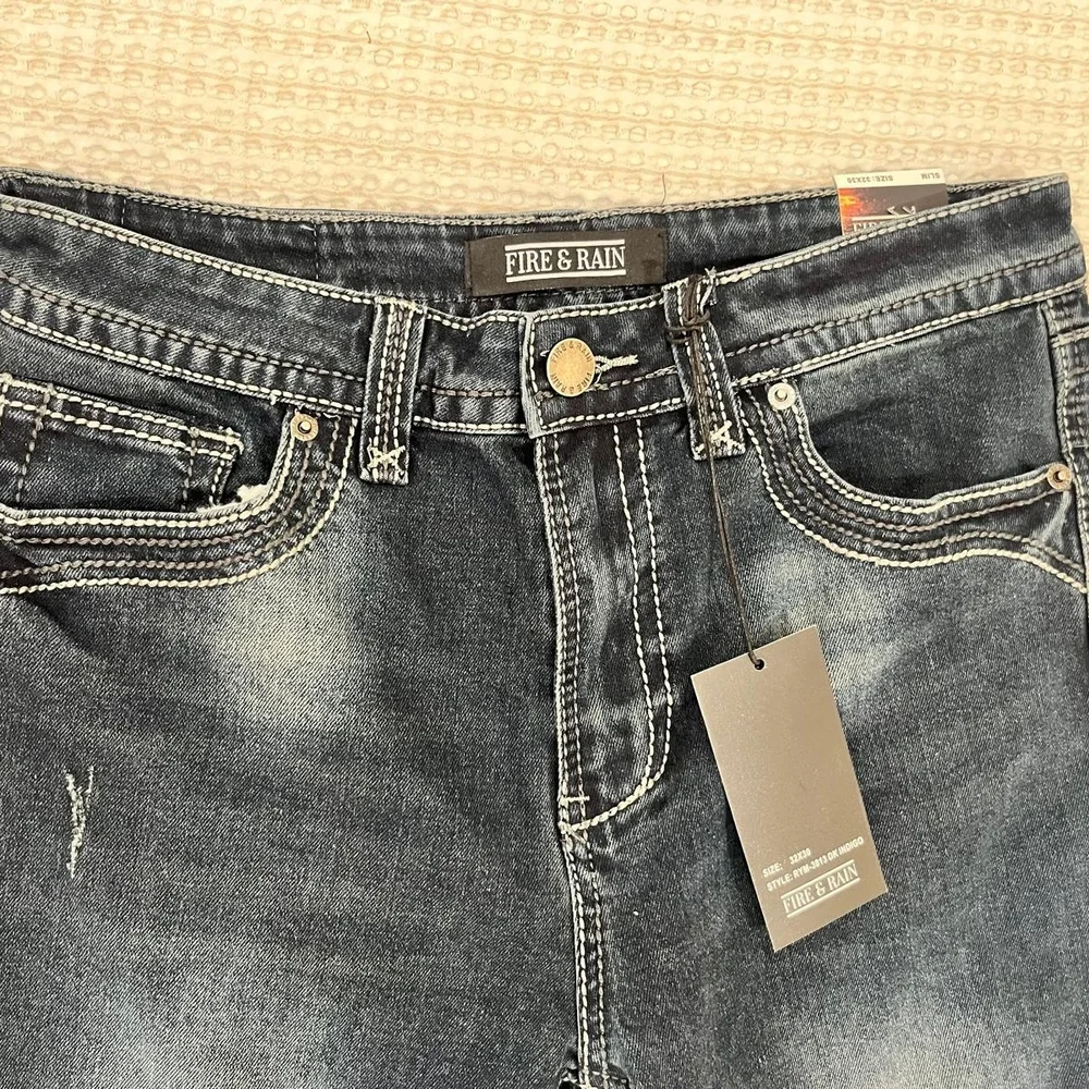 Fire‎ & Rain Straight Leg Jeans Mens 32x30 Embroidered Grunge Western Cowboy